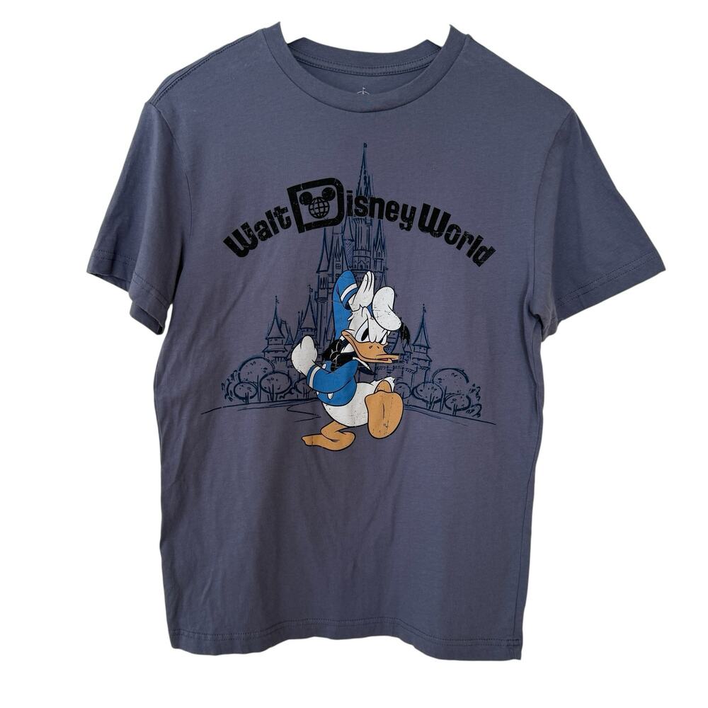 Disney Parks Walt Disney World Souvenir Donald Duck Castle Blue Tee‎ Size XS